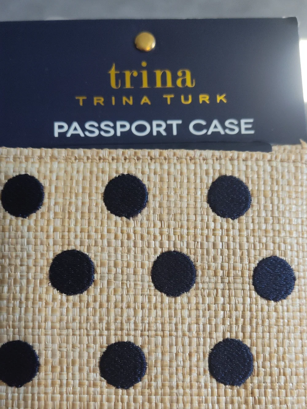 NWT Trina Turk Beige Polka Dot Passport Case
